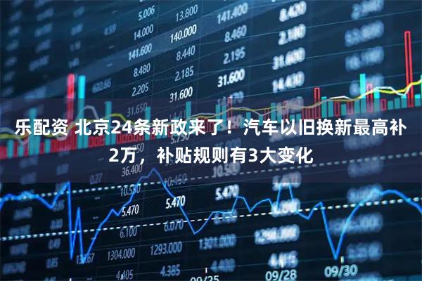 乐配资 北京24条新政来了！汽车以旧换新最高补2万，补贴规则有3大变化