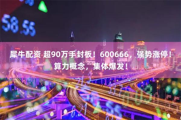犀牛配资 超90万手封板！600666，强势涨停！算力概念，集体爆发！